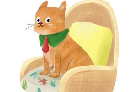 Pet Portrait Illustration painted in a fun and whimsical cartoon style.